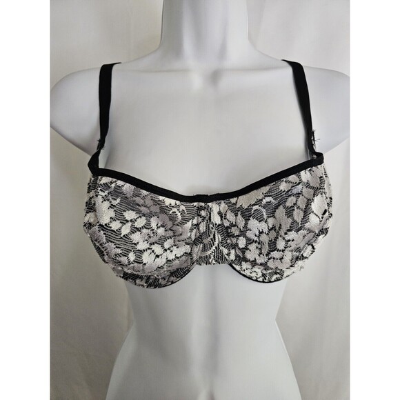 donna l'oren Bra Womens Black & White Lace Underwire Unpadded Size 38C - Picture 1 of 8